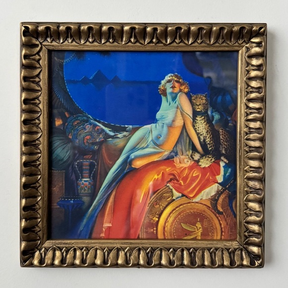 Art deco pin up wall art Rolf Armstrong “Cleopatra” in vintage gilded wood frame - Picture 2 of 10